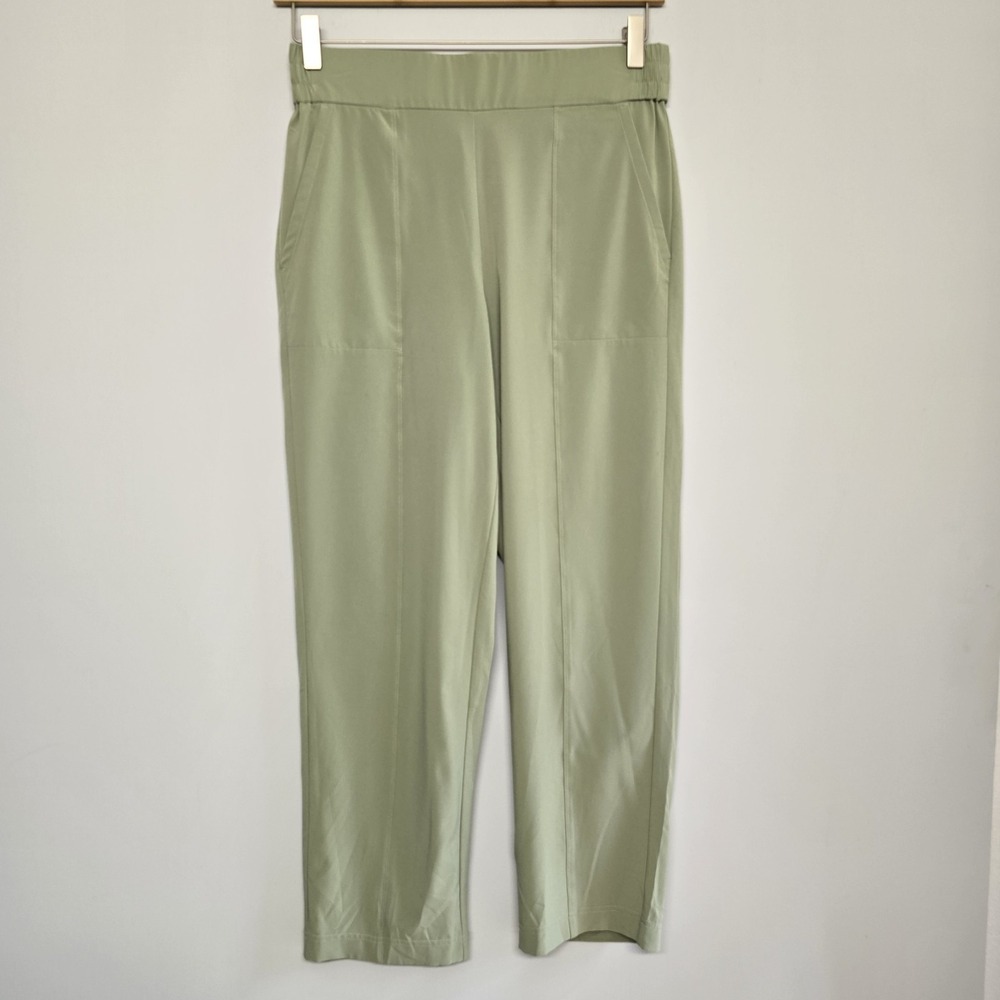 Lou & Grey Loft Pull-On Pant Sage Green Sz M Elastic Waist Straight Leg Pockets